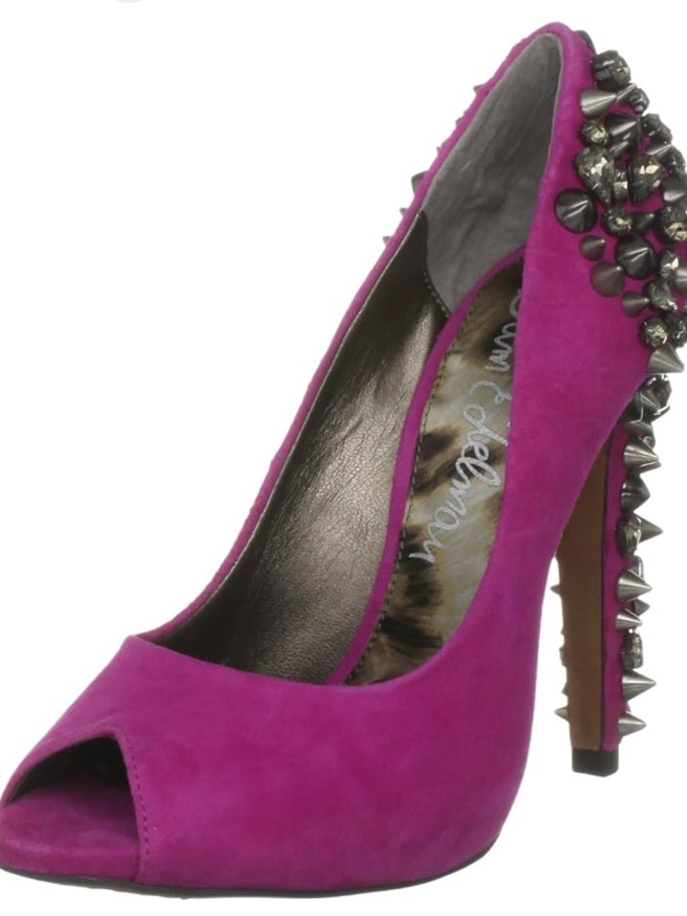 Sam Edelman Lorissa Pink Suede Studded Peep-Toe Heels